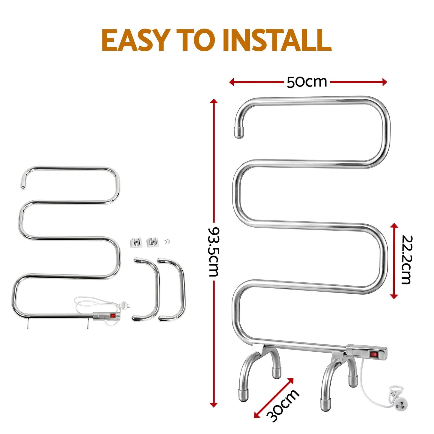 Devanti Electric Heated Towel Rail Rack 5 Bars Freestanding Clothes Dry Warmer