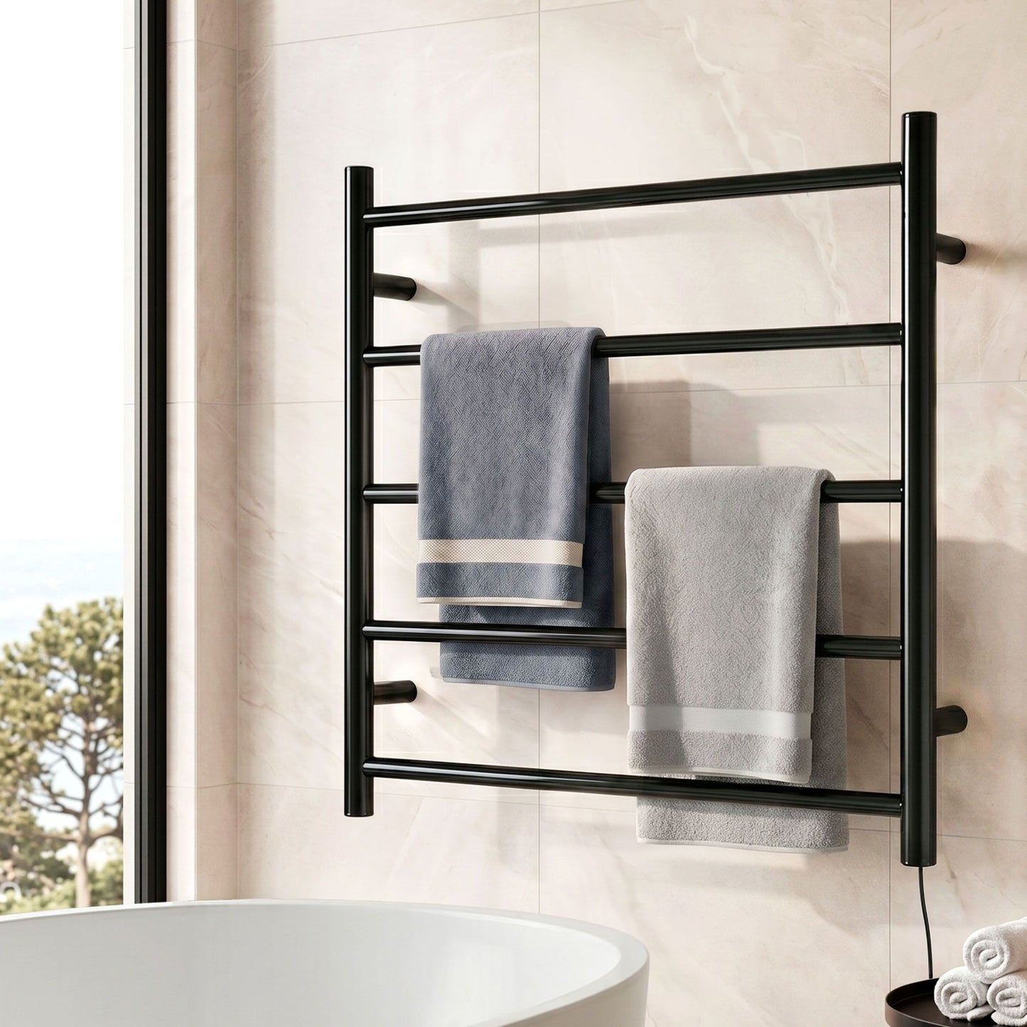 Devanti Electric Heated Towel Rail Rack 5 Bars Wall Mounted Clothes Dry Warmer