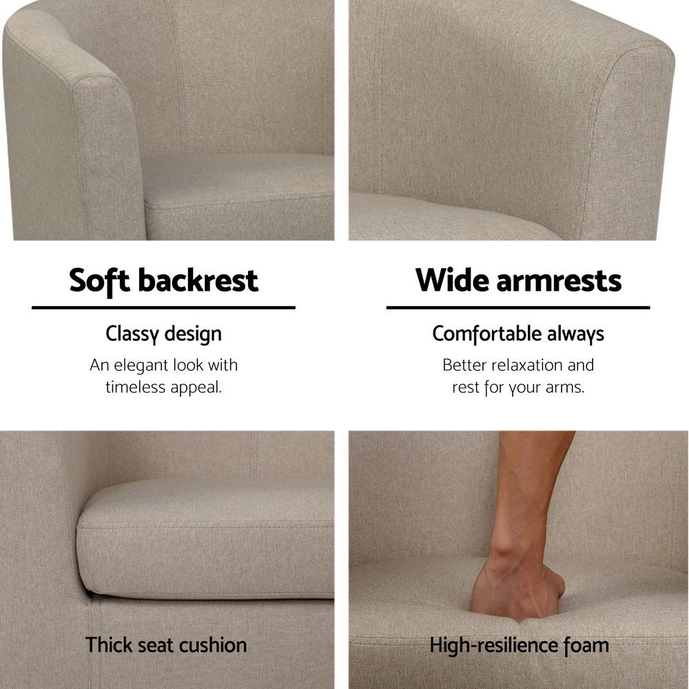 Artiss Armchair Tub Chair Beige Abby