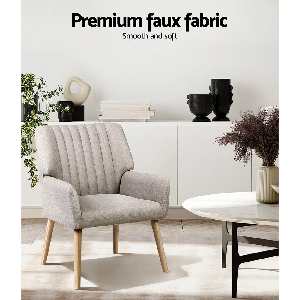Artiss 2X Armchair Faux Fabric Beige