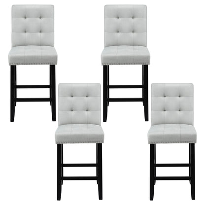 Artiss 4x Bar Stools Kitchen Dining Chairs Counter Fabric Stool Wooden Ada Grey