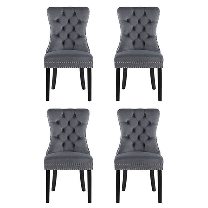 1 Set of 4 Artiss Dining Chairs Grey Velvet