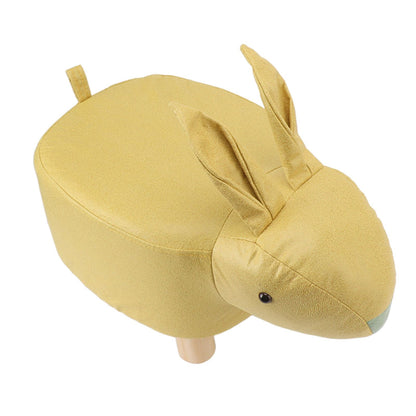 Cartoon Animal Shaped Stool Kid Home Living Room Cute Wooden Footstool for Playroom Courtyard Yellow