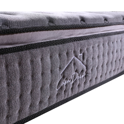 Casa Decor Bamboo Charcoal Mattress Pocket Spring Pillowtop 5 Zone 32cm Depth - King Single - Charcoal
