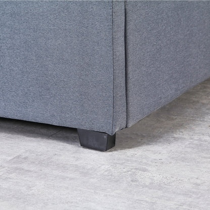 Milano Capri Luxury Gas Lift Bed Frame Base And Headboard With Storage - King Single - Grey