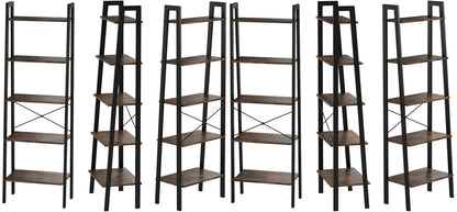5 Tiers A-shaped Ladder Storage Shelf, Rustic, Brown