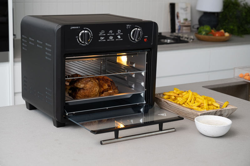 23L Air Fryer Oven (Black) + 3 Accessories to Bake & Cook