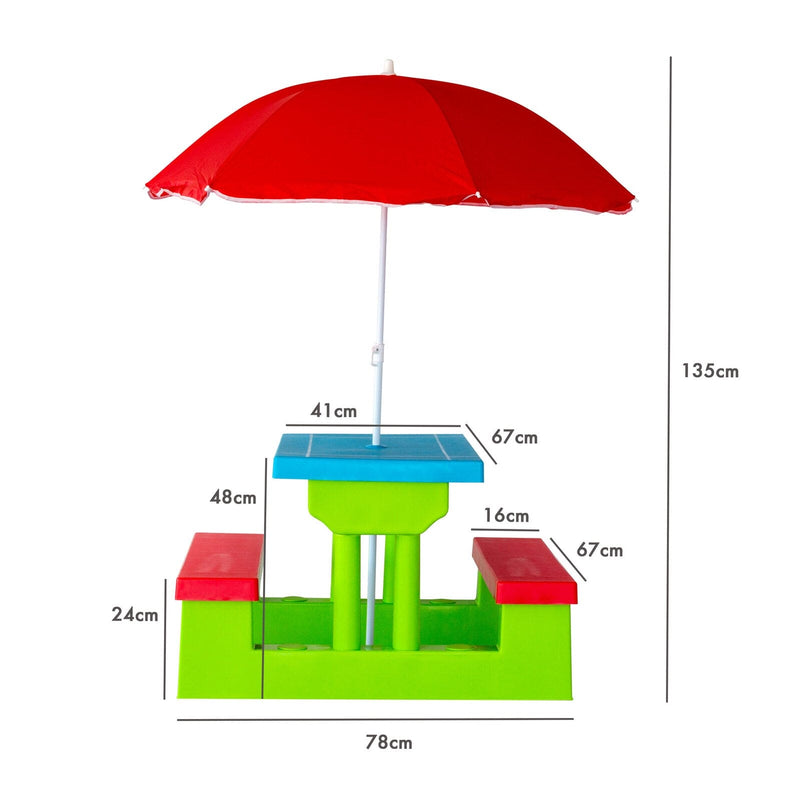 Durable Kids Picnic Table Set with Umbrella
