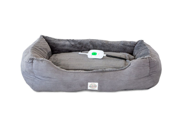 Easy to Clean Electric Heated Rabbit Faux Fur Covering Pet Bed - Medium