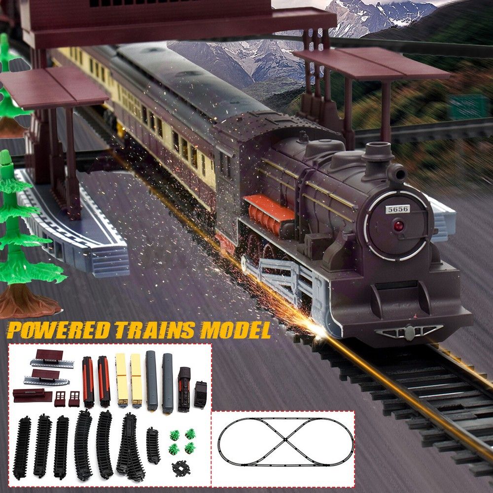 Electric Large Classic Train Set Rail Track Carriages Kids Vehicle Toy Gift
