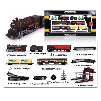 Electric Large Classic Train Set Rail Track Carriages Kids Vehicle Toy Gift