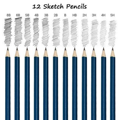 72pcs Professional Drawing Artist Kit Set Pencils and Sketch Charcoal Art Tools