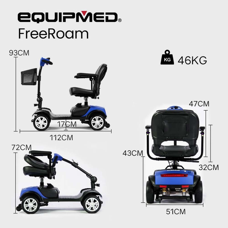 EQUIPMED Mobility Scooter Electric Motorised 4 Wheel Power Portable Folding