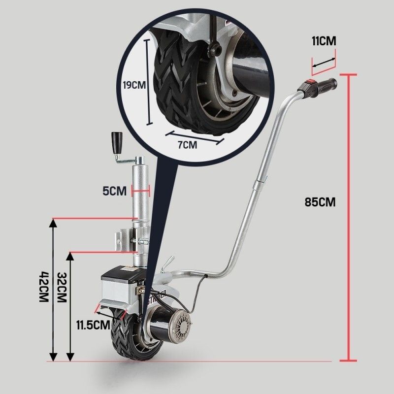 T-REX Heavy Duty 12V 350W Motorised Jockey Wheel, 2270kg Rated Electric Powered Mover for Caravan Boat Trailer