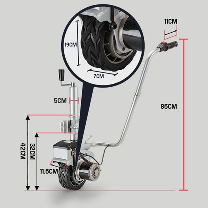 T-REX Heavy Duty 12V 350W Motorised Jockey Wheel, 2270kg Rated Electric Powered Mover for Caravan Boat Trailer