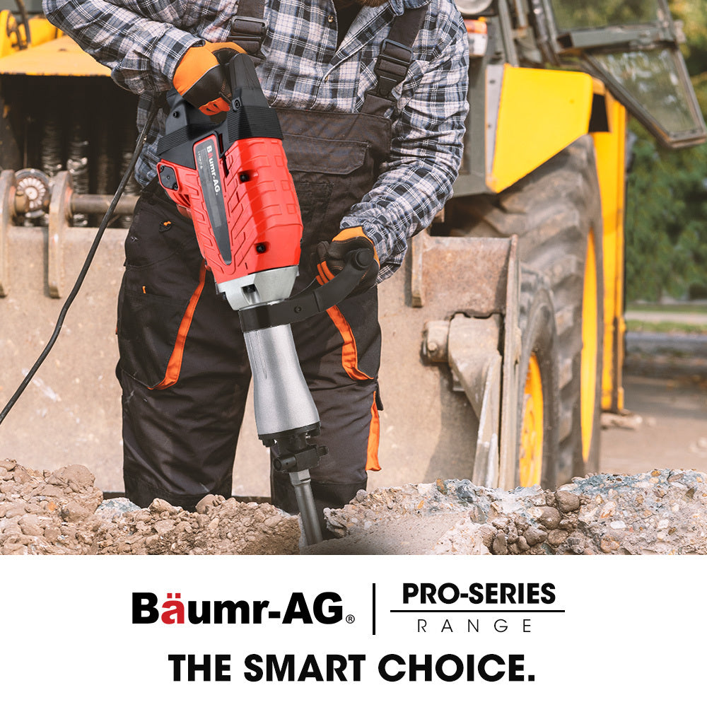 Baumr-AG 2400W Pro-Grade Electric Demolition Jackhammer, with 3 Bonus Chisels, Carry Case