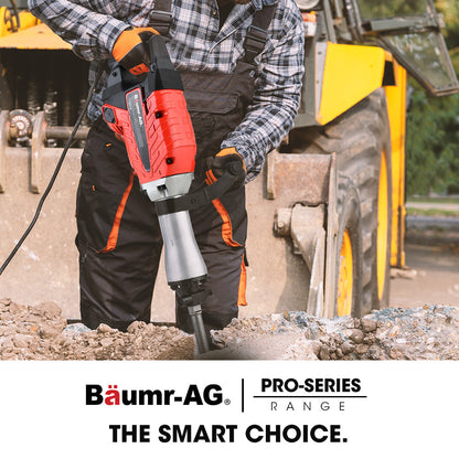 Baumr-AG 2400W Pro-Grade Electric Demolition Jackhammer, with 3 Bonus Chisels, Carry Case