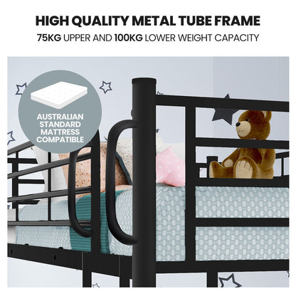 Kingston Slumber 2in1 King Single Metal Bunk Bed Frame, with Modular Design, Dark Matte Grey
