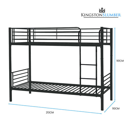 Kingston Slumber 2in1 King Single Metal Bunk Bed Frame, with Modular Design, Dark Matte Grey