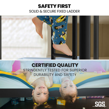 Kingston Slumber 2in1 Single Metal Bunk Bed Frame, with Modular Design, Dark Matte Grey