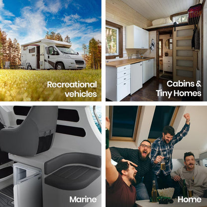 GECKO 70L Portable Bar Fridge and Freezer 12V/24V for Camping, Caravans, Silver