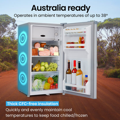 GECKO 95L Portable Upright Fridge and Freezer, 12V/24V for Camping, Caravans, Silver