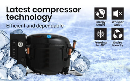 GECKO 95L Portable Upright Fridge, 12V/24V for Motorhome, Caravan, Black