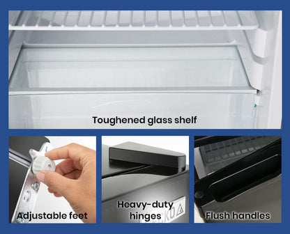 GECKO 95L Portable Upright Fridge, 12V/24V for Motorhome, Caravan, Black