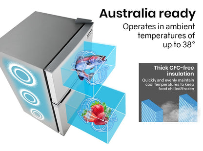 GECKO 95L Portable Upright Fridge, 12V/24V for Motorhome, Caravan, Silver