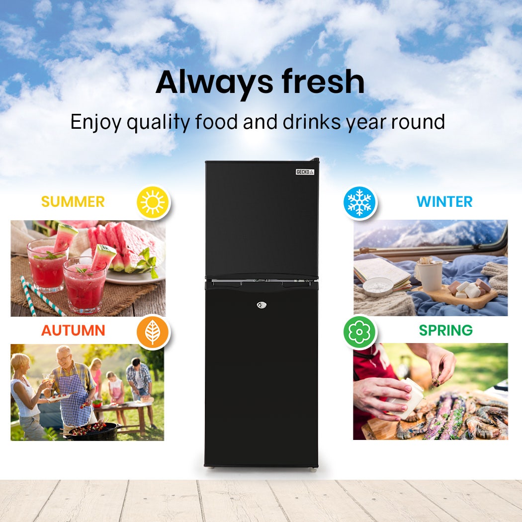 GECKO 125L Portable Upright Fridge, 12V/24V for Motorhome, Caravan, Black