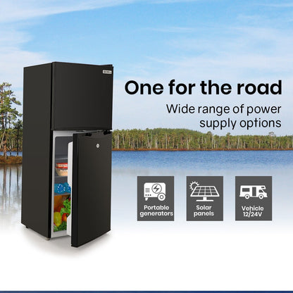 GECKO 125L Portable Upright Fridge, 12V/24V for Motorhome, Caravan, Black
