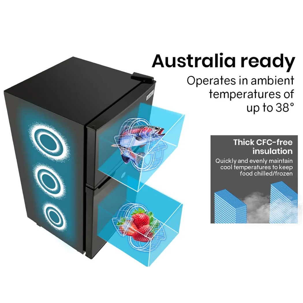 GECKO 125L Portable Upright Fridge, 12V/24V for Motorhome, Caravan, Black