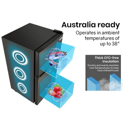 GECKO 125L Portable Upright Fridge, 12V/24V for Motorhome, Caravan, Black