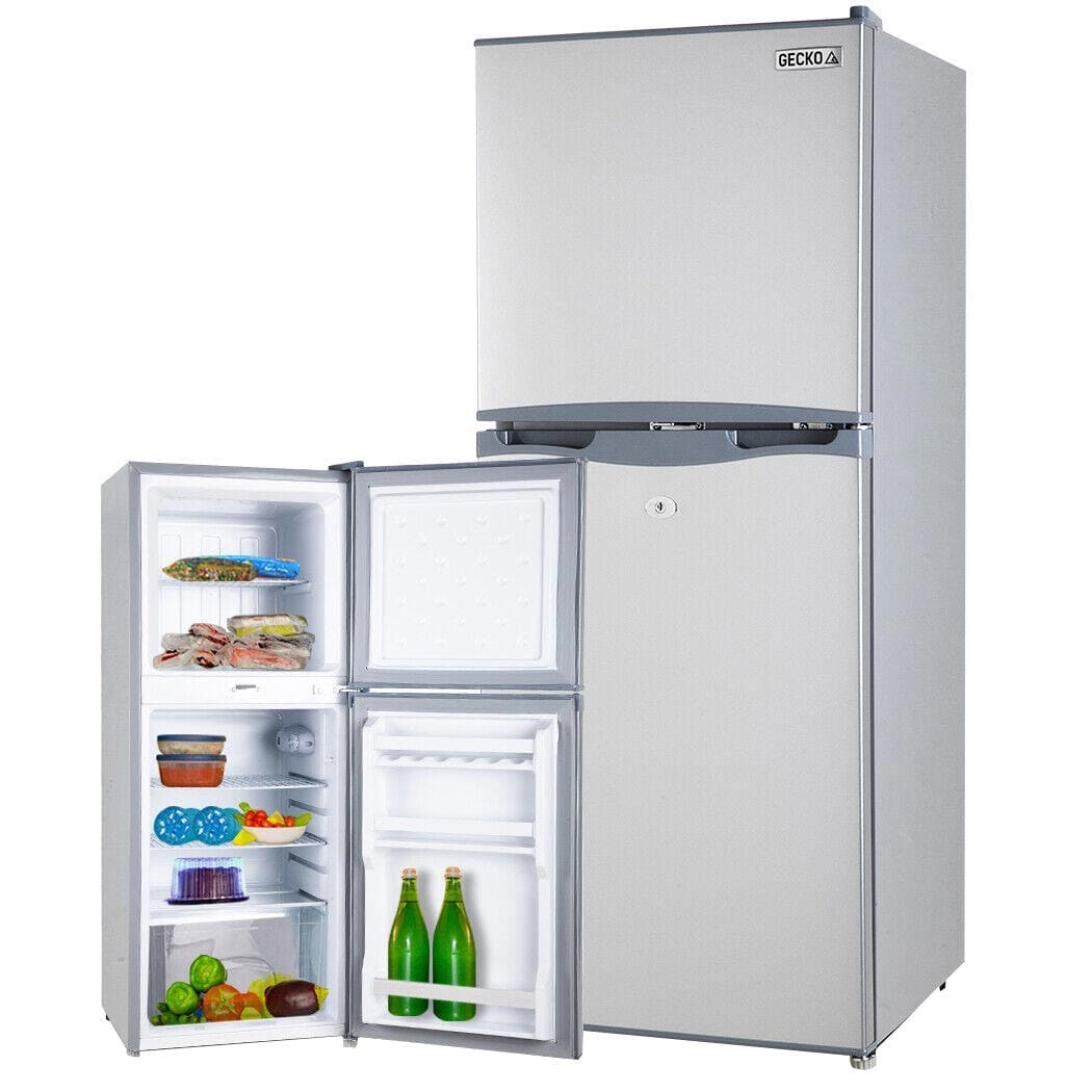 GECKO 125L Portable Upright Fridge, 12V/24V for Motorhome, Caravan, Silver