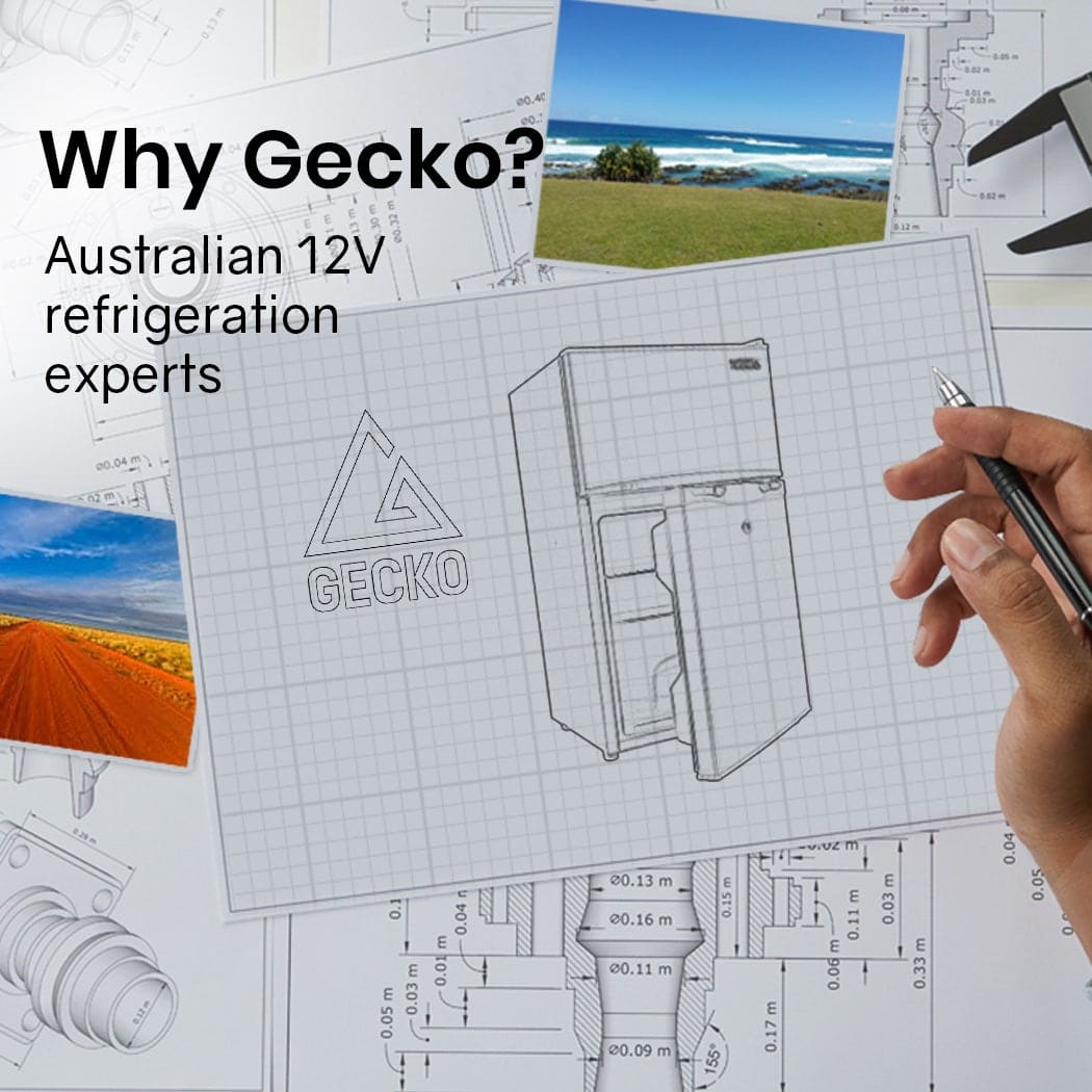 GECKO 125L Portable Upright Fridge, 12V/24V for Motorhome, Caravan, Silver