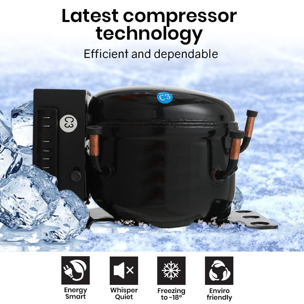 GECKO 125L Portable Upright Fridge, 12V/24V for Motorhome, Caravan, Silver