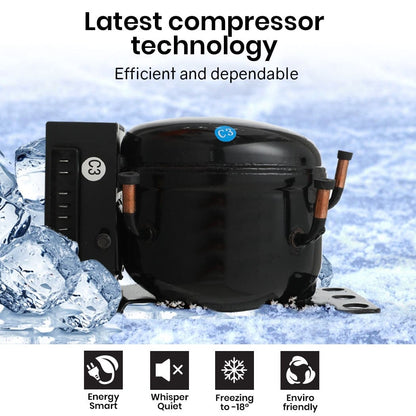 GECKO 125L Portable Upright Fridge, 12V/24V for Motorhome, Caravan, Silver