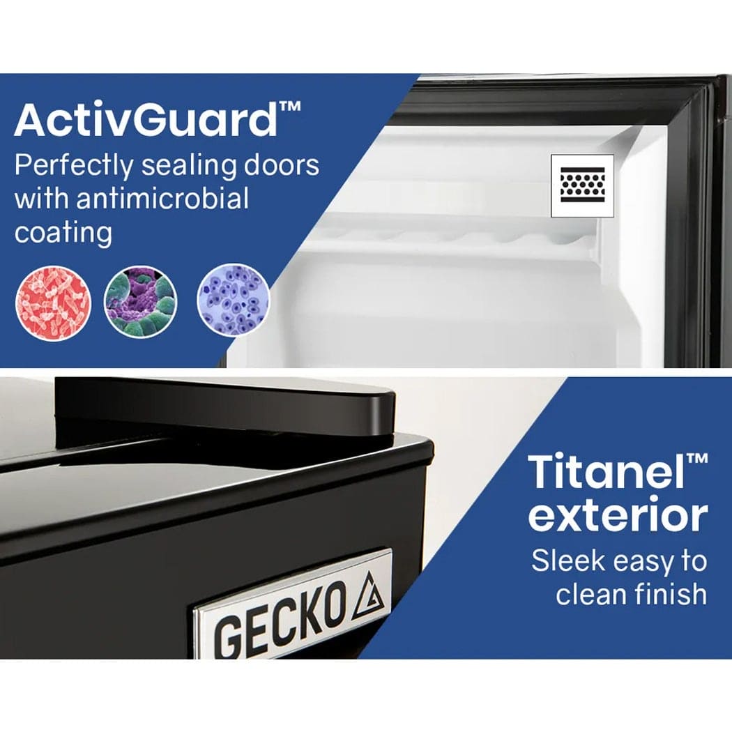 GECKO 125L Portable Upright Fridge, 12V/24V for Motorhome, Caravan, Silver