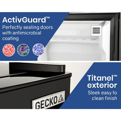 GECKO 125L Portable Upright Fridge, 12V/24V for Motorhome, Caravan, Silver