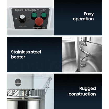 EUROCHEF 30L Spiral Dough Mixer Commercial Machine Bakery Bread Kneader Litre Small