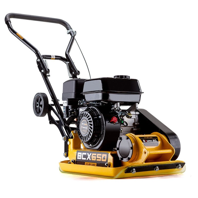 BAUMR-AG 60kg 370x510mm 6.5HP Plate Compactor, Paver Pad, Transport Wheels