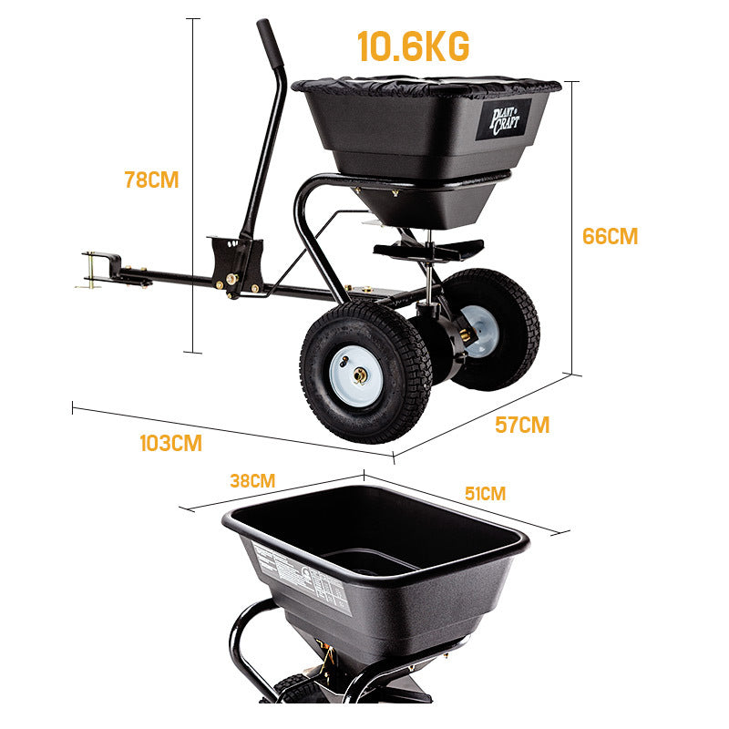 PLANTCRAFT Tow Behind Broadcast Spreader 30kg 26L Seed Fertiliser Tow Rotary