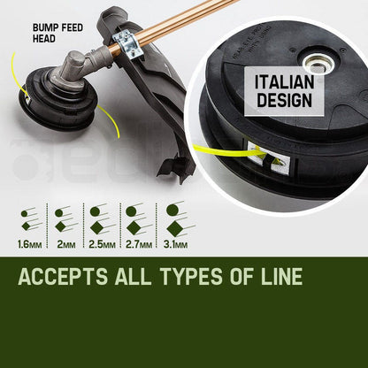 BAUMR-AG 65cc 9in1 Long Reach Garden Multi-tool, Pole Saw, Hedge & Line Trimmer, Brush Cutter, 12" Tree Trimming Pruning Chainsaw Bar, 2 Extension Shafts