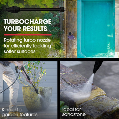 Jet-USA RX550 Electric High Pressure Washer 3500PSI Ultimate Pack, 5 Nozzles, Spin & Wheel Brush, Deck Cleaner, Turbo Head, Angled Lance, 30M Hose Reach