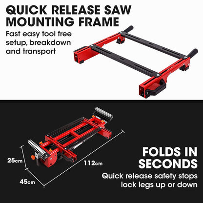 BAUMR-AG 305mm Dual Bevel Sliding Compound Mitre Drop Saw and Adjustable Stand Combo