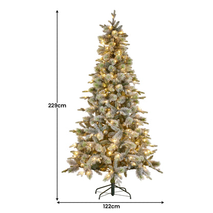 Christabelle Snowy Stamford Spruce 2.3m 7.5ft Christmas Tree Multi Functional White Coloured LED Lights & Foot Pedal