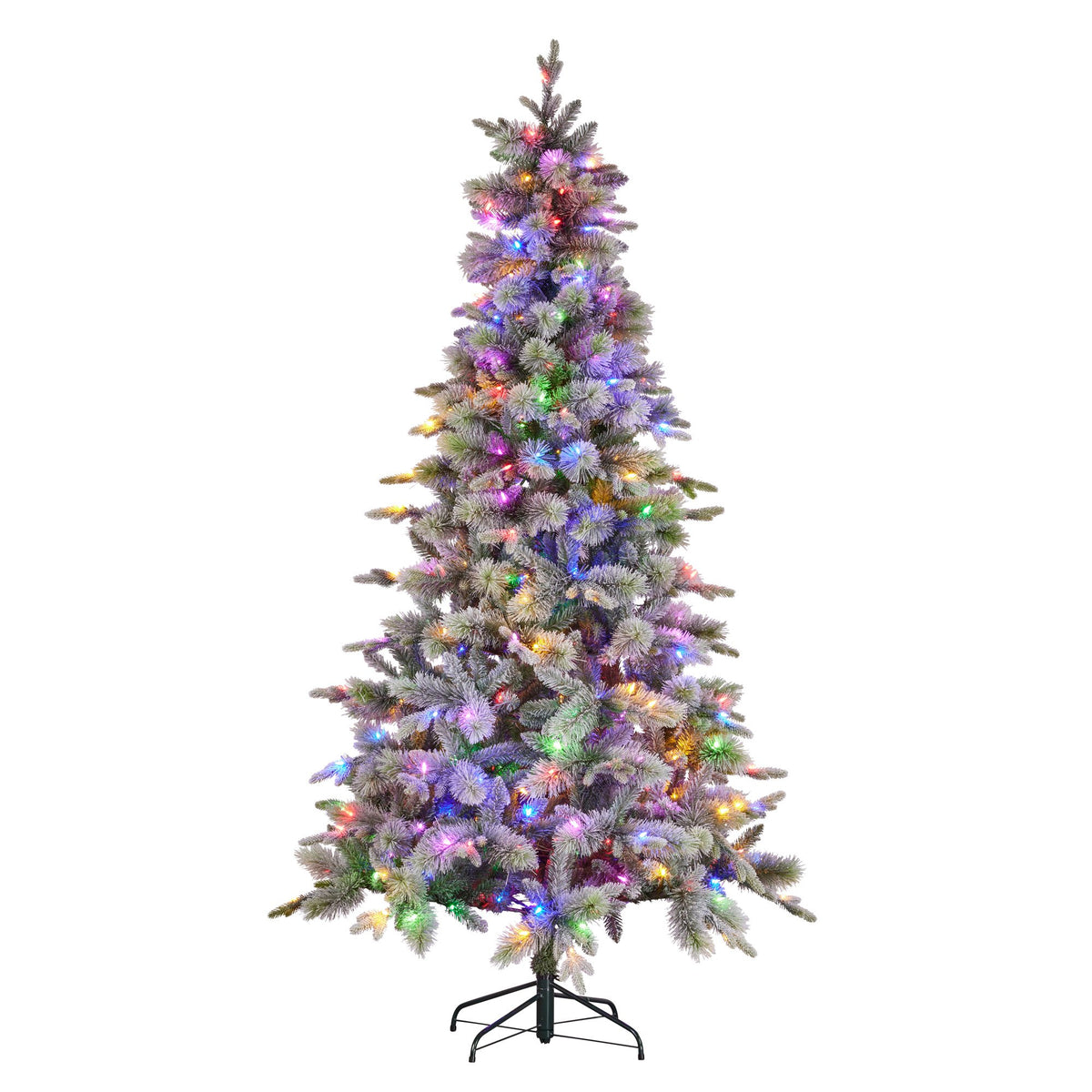 Christabelle Snowy Stamford Spruce 2.3m 7.5ft Christmas Tree Multi Functional White Coloured LED Lights & Foot Pedal