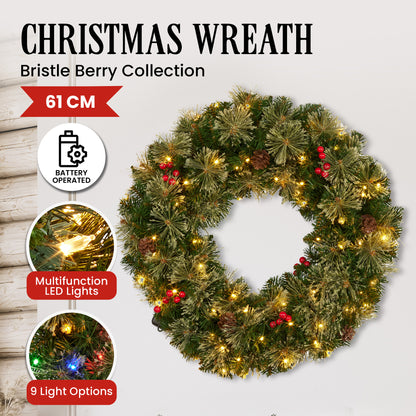 Christabelle 61cm Christmas Bristle with LED Lights Front Door Decoration Ornament