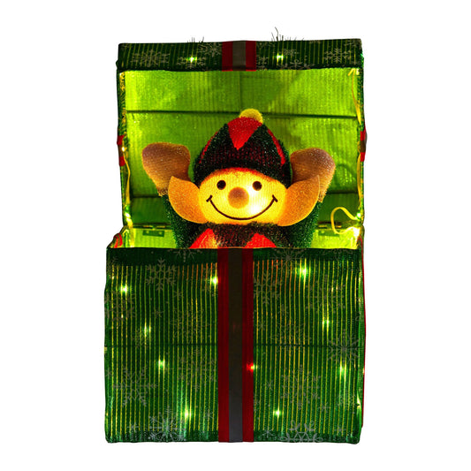 Christabelle Animated Elf in a Gift Box LED Lights Christmas Tree Decoration Ornament Xmas