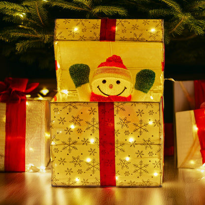 Christabelle Animated Snowman in a Gift Box LED Christmas Tree Decoration Ornament Lights Xmas
